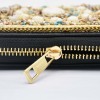 N-7710 Women Fashion Leather Clutch Handbags Zipper Blocking Wallet Purse With Beads Turquoise Stone For Women Girls