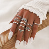R-1565 Midi Finger Rings Sets for Women Vintage Silver Metal Midi Rings Boho Party Jewelry