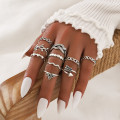 R-1565 Midi Finger Rings Sets for Women Vintage Silver Metal Midi Rings Boho Party Jewelry