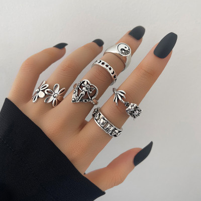 R-1565 Midi Finger Rings Sets for Women Vintage Silver Metal Midi Rings Boho Party Jewelry