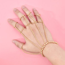 B-1173 Finger Ring Bracelet Hand Harness Chain Bracelet Shiny Gifts for Women Girls