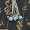 F-0964 Vintage Fish Charms Hair Pin Turquoise Beads Tassels Hair Pins