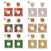 E-6397 Women Fashion Alloy Diamond Multi Layer Square Pendant Earrings Jewelry