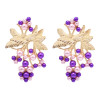 E-6398 Summer New Leaf Fruit Earrings For Women Boho Fashion Alloy Colorful Pearl Gold Color Leaf Earrings Party Gifts
