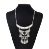 N-7473 Vintage Silver Metal Geometric Turquoise Red Blue Black Stone Pendant Necklaces for Women Bohemian Party Jewelry Gift