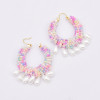 E-6399 Fashion Korean Version Pearl Earrings For Women Boho Pearl Tassel Pendant Red Colorful Simple Earrings Party Gift