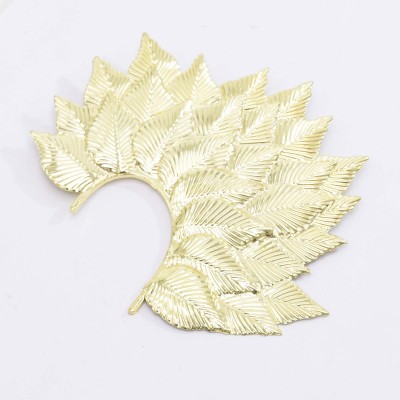 E-6400 1PC Gold Metal Big Leaf Ear Cuff Non Piercing Ears Clip Left Side Earrings Party Fashion Jewelry