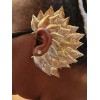 E-6400 1PC Gold Metal Big Leaf Ear Cuff Non Piercing Ears Clip Left Side Earrings Party Fashion Jewelry