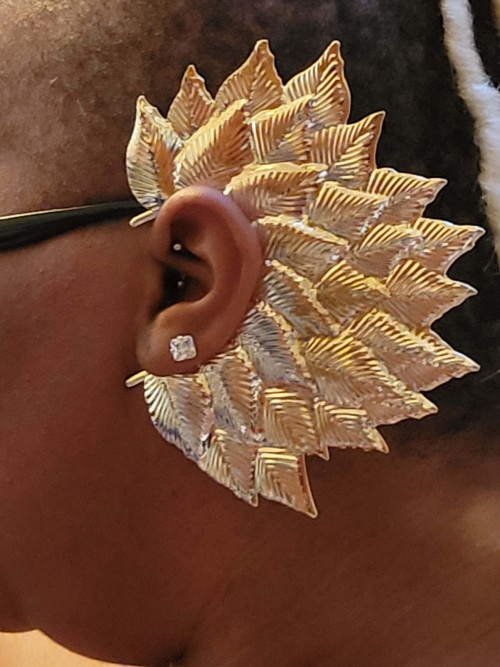 E-6400 1PC Gold Metal Big Leaf Ear Cuff Non Piercing Ears Clip Left Side Earrings Party Fashion Jewelry