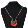 N-7715 Boho Vintage Fringe Tiara Forehead Chain Tiara Beads Pendant Necklace Jewelry