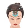 N-7715 Boho Vintage Fringe Tiara Forehead Chain Tiara Beads Pendant Necklace Jewelry