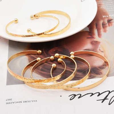 B-1188 6PCS/Set Gold Chain Beads Lock Pendant Bracelets & Bangles Sets for Women Boho Holiday Party Jewelry