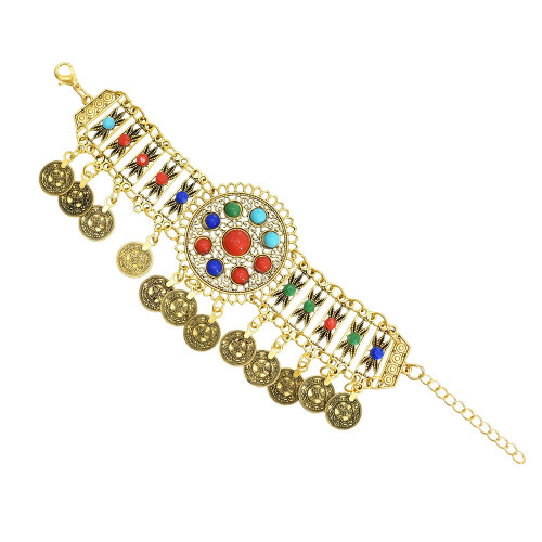 B-1193  Vintage Bohemian Gypsy Coin Pendant Bracelet Diamond Bracelet For Women Jewelry