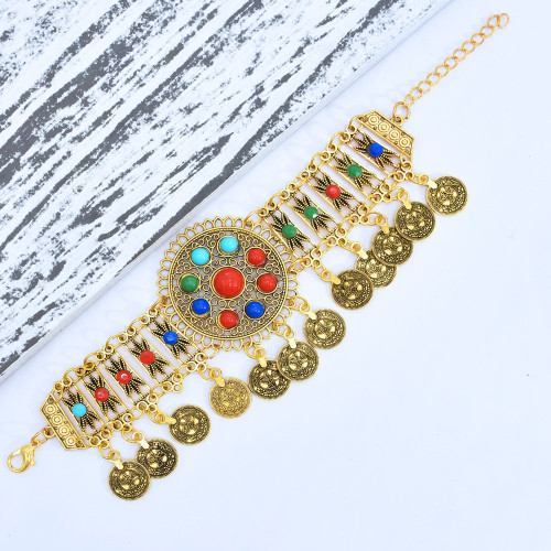 B-1193  Vintage Bohemian Gypsy Coin Pendant Bracelet Diamond Bracelet For Women Girls Jewelry
