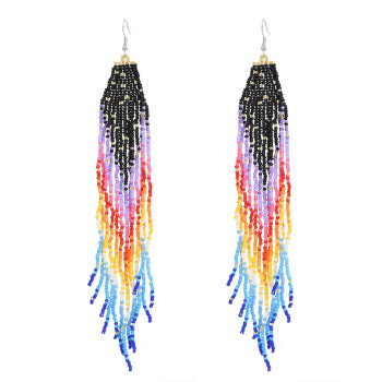 E-6402 Vivid Colorful Dangle Earring For Wome Long Tassel Hanging Beads Earrings for Women Party Jewelry Gift