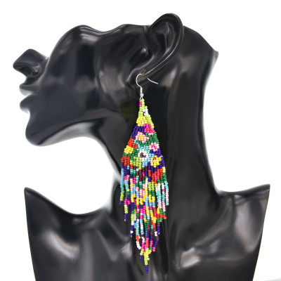 E-6402 Vivid Colorful Dangle Earring For Wome Long Tassel Hanging Beads Earrings for Women Party Jewelry Gift