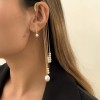 E-6403 1PC New Elegant Women Pearl Ear Cuff Without Pierced Long Tassel Clip on Earrings Holiday Party Jewelry Gift