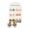 Fashion 21 Styles Stud Earrings Set Alloy Retro Cartoon Pattern Stud Jewelry