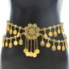 N-7721 Indian Vintage Gold Silver Metal Coin Tassel Carved Flower Crystal Belly Dance Waist Body Chains for Women Party Jewelry Gift