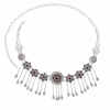 N-7723 Women Fashion Vintage Silver Tassel Carved Flower Crystal Belly Dance Waist Body Chains Party Indian Jewelry