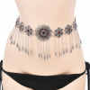 N-7723 Women Fashion Vintage Silver Tassel Carved Flower Crystal Belly Dance Waist Body Chains Party Indian Jewelry