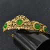F-0969 Baroque Style Vintage Gold Metal Green Stone Crowns Tiaras for Women Queen Wedding Hair Accessories