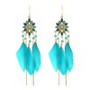 E-6405 Women Feather Earrings Bohemian Long Fringe Tassel   Dangle Earrings Set For Women Girls