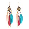 E-6405 Women Feather Earrings Bohemian Long Fringe Tassel   Dangle Earrings Set For Women Girls