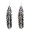 E-6407 Ethnic Bohemia Style Handmade Colorized Seed Beads Feather Shape Statement Seed Beads Drop Earrings