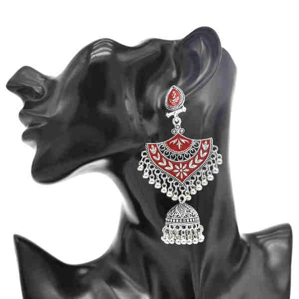 E-6410 Bohemian Vintage Metal Crystal Beads Bells Tassel Oval Drop Dangle Earrings for Women Party Jewelry Gift
