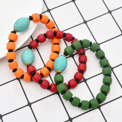 B-1194 Summer Fashion Turquoise Beaded Bracelet Multiple Colors Red Orange Boho Vintage Personality Jewelry Birthday Party Gift