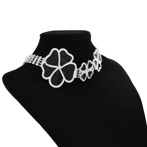 N-7727 Fashion Luxury Flower Necklace Multiple Rhinestone Necklace For Women Girls