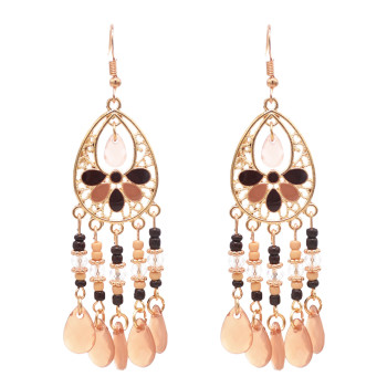 E-6411 New Fashion Bohemian Tassel Earrings Suitable For Women's Multi-bell Color Personality Jewelry Birthday Gift