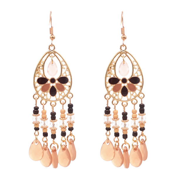 E-6411 New Fashion Bohemian Tassel Earrings Suitable For Women's Multi-bell Color Personality Jewelry Birthday Gift