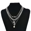 N-7729 Multialyers Vintage Silver Chain Pearls BABY Letter Angel Pendant Necklaces for Women Punk Party Jewelry Gift