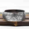 B-1197 Ethnic Vintage Tibetan Silver Open Cuff Bangles for Women Carved Flower Peacock Party Jewelry Gift