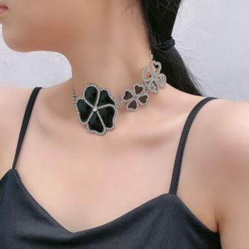 N-7727 Fashion Luxury Flower Necklace Multiple Rhinestone Necklace For Women Girls