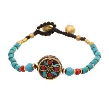 B-1198 Ethnic Bohemian Turquoises Acrylic Beads Rope Woven Bracelets for Women Handmade Party Jewelry Gift