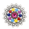 R-1566 Summer Fashion Boho Colorful Stone Ring For Women Openwork Alloy Pink Gemstone Encrusted Party Jewelry