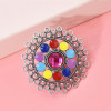 R-1566 Summer Fashion Boho Colorful Stone Ring For Women Openwork Alloy Pink Gemstone Encrusted Party Jewelry