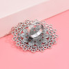 R-1566 Summer Fashion Boho Colorful Stone Ring For Women Openwork Alloy Pink Gemstone Encrusted Party Jewelry