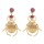 E-6414 Vintage Bug Insect Earrings Charms Metal Beetle Crystal Shell Stunning Antiqued Gold Scarab Drop Earrings
