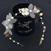 F-0973 Handmade Gold Wired Yarn Flower Pearl Headbands Headdress For Bridal Wedding Engagement Hair Accessories