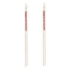 E-6418 Handmade Red Green Acrylic Beads Long Tassel Dangle Earrings for Women Boho Holiday Party Jewelry Gift