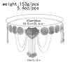 N-7735 Women Fashion Vintage Silver Hollow Flower Crystal Coin Tassel Belly Dance Waist Chains Party Jewelry