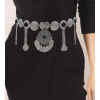 N-7735 Women Fashion Vintage Silver Hollow Flower Crystal Coin Tassel Belly Dance Waist Chains Party Jewelry