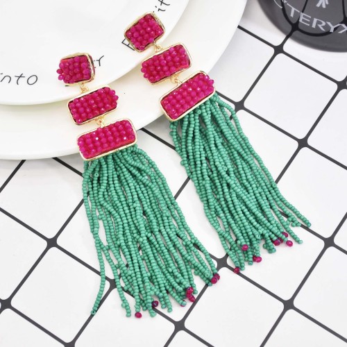 E-6419 Multilayerd Dangle Earring For Women Long Tassel Hanging Beads Earrings for Women Jewelry Gift