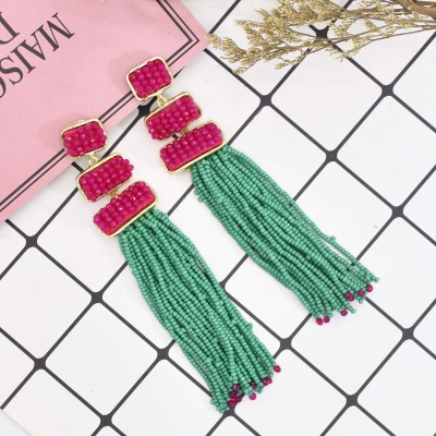 E-6419 Multilayerd Dangle Earring For Women Long Tassel Hanging Beads Earrings for Women Jewelry Gift