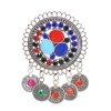 R-1566 Vintage Silver Color Metal Crystal Enamel Coin Tassel Midi Finger Rings for Women Boho Adjustable Party Jewelry Gift