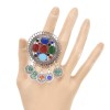R-1566 Vintage Silver Color Metal Crystal Enamel Coin Tassel Midi Finger Rings for Women Boho Adjustable Party Jewelry Gift